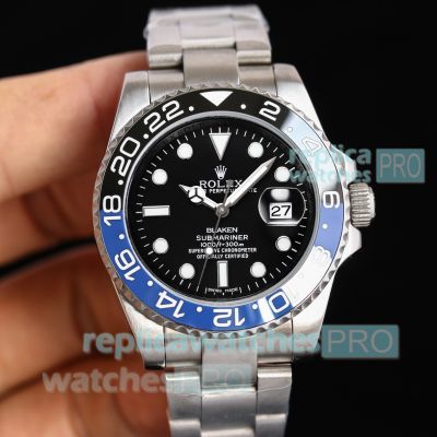 Rolex Submariner Blaken Black and Blue Ceramic Bezel Stainless Steel Reissue Watch 